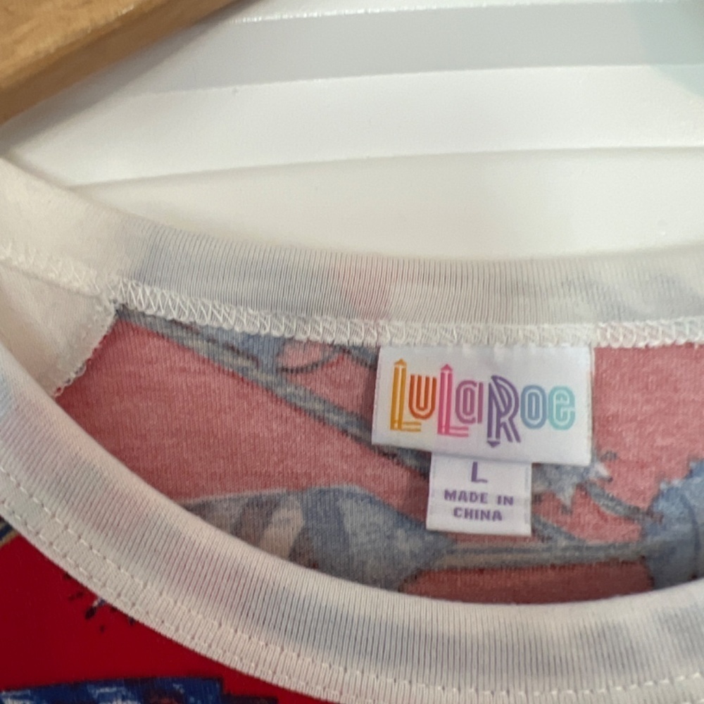 LuLaRoe Randy Style Firecracker Top Large - Picture 3 of 5